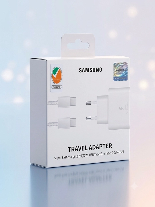 Samsung 45W Fast Charging PD Adapter + USB-C – USB-C kabeli (Oq / Qora) - 