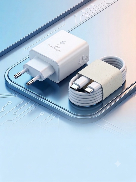 Samsung 45W Fast Charging PD Adapter + кабель USB-C – USB-C, Белый / Черный