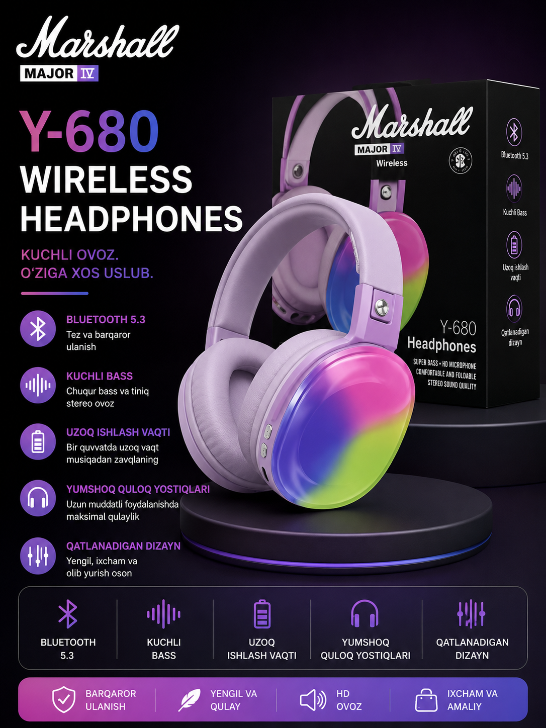 Simsiz Bluetooth quloqchinlar P9, toliq o'lchamli bluthooth naushnik - 