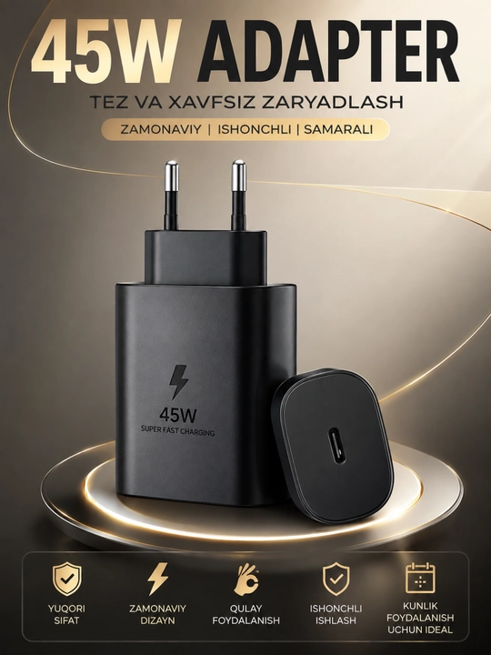 Сетевой адаптер 45W USB-C Fast Charging Smart Chip Универсальный - 