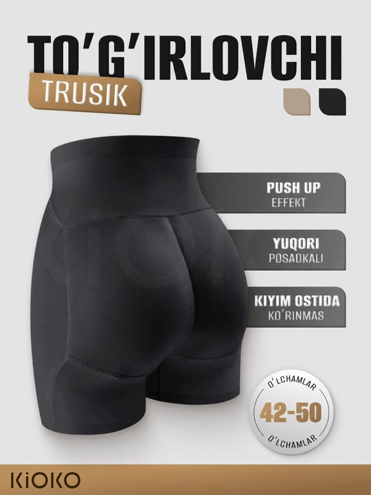 Ayollar uchun tog`irlovchi trusiklar Kioko, tursik push up effekti bilan - 