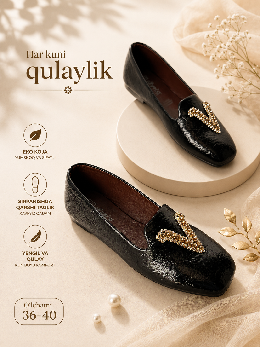 Ayollar baletkasi, baletka ayollar uchun, ayollar oyoq kiyimlari, kundalik tufli, 36-40