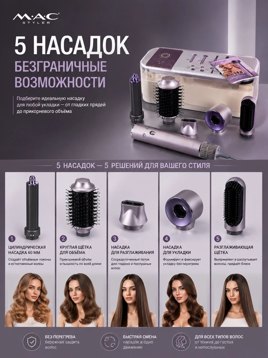 MAC Styler 5 in 1 mc6788 стайлер для волос, выпрямление