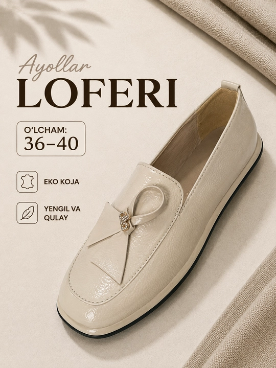 Ayollar uchun loferlar, o'qish va ofis uchun mos klassik tufli, past poshnali, 36-40 - 