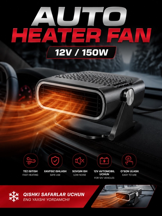 Avtomobil uchun isitgich-ventilyator Auto Heater Fan, 12V, 150W - 