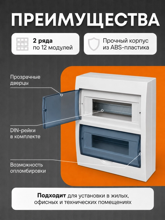 Корпус IEK ЩРН-Пк-24 FCN на 24 модуля, навесной пластиковый IP41