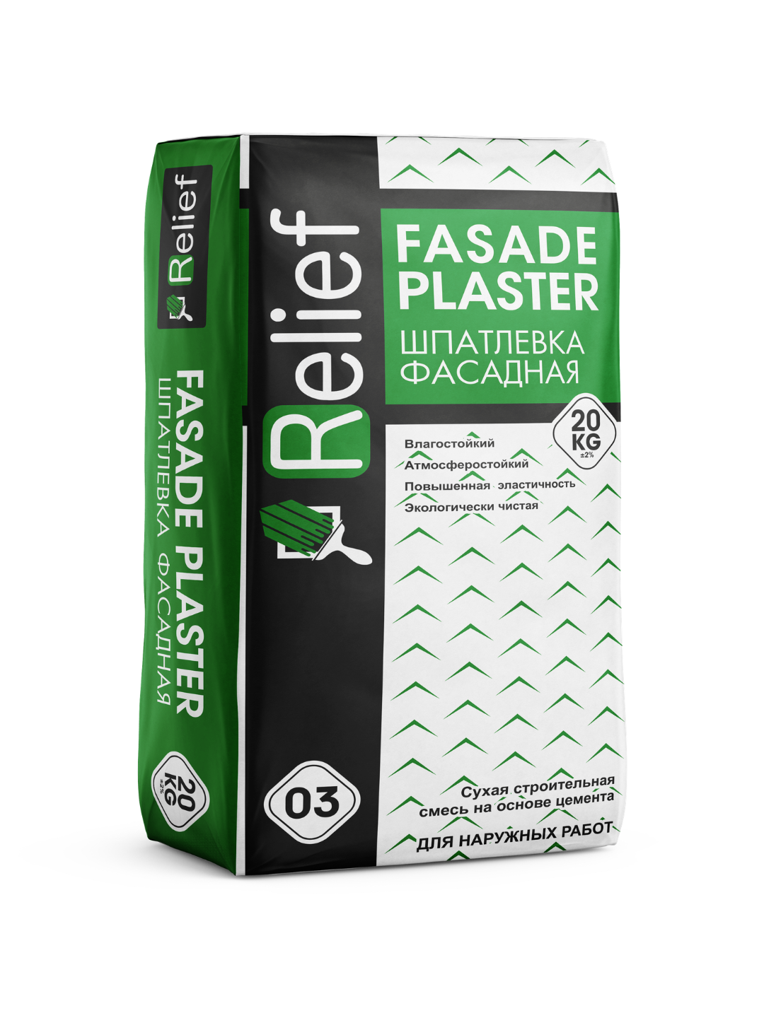 Relief Fasade Plaster sement asosidagi namlikka chidamli fasad shpaklyovkasi 20 kg