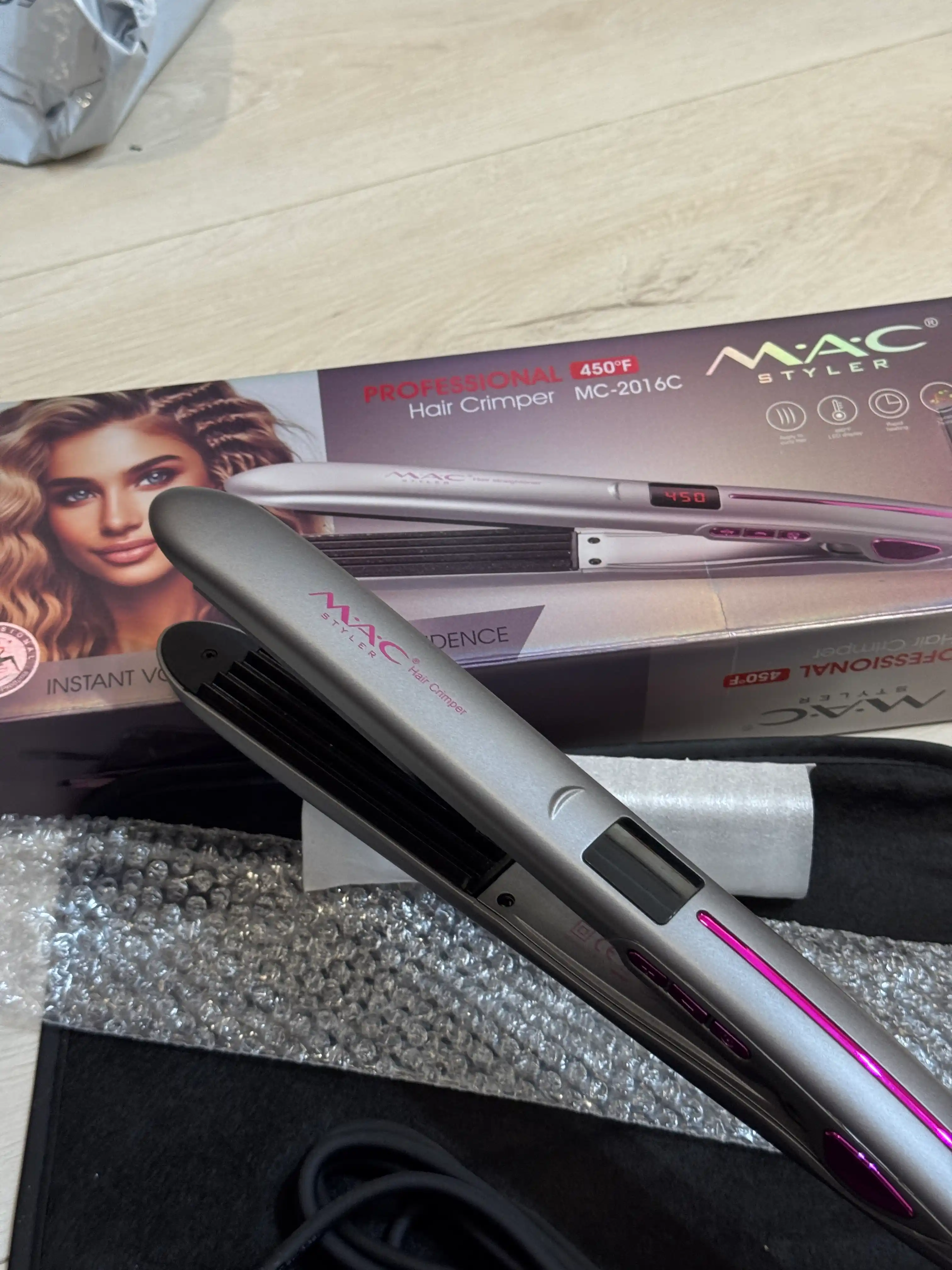 MAC MC-2016 titan qotishmali professional soch uchun gofra dazmol