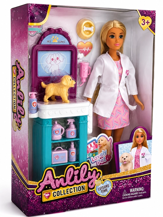 Barbi qo'g'irchoqlar to'plami, akssesuarlari bilan, +3
