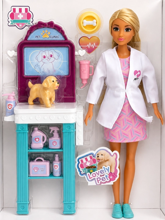 Barbi qo'g'irchoqlar to'plami, akssesuarlari bilan, +3