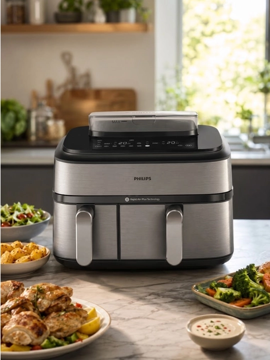 Philips NA555 aerogrili, bug‘, qo‘sh savat, yopishmaydigan qoplama - 