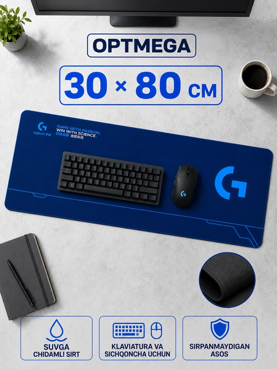 Большой коврик 100x50x3 мм, игровой и офисный коврик для клавиатуры и мыши