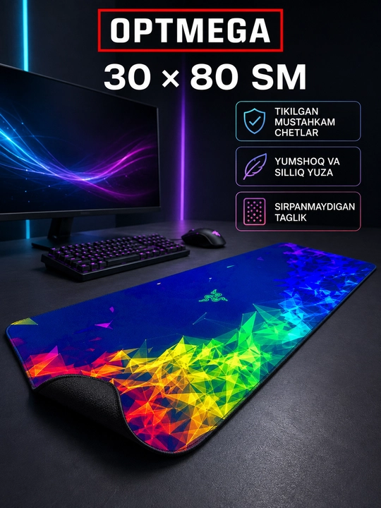 Большой коврик 100x50x3 мм, игровой и офисный коврик для клавиатуры и мыши