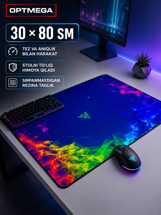 Большой коврик 100x50x3 мм, игровой и офисный коврик для клавиатуры и мыши