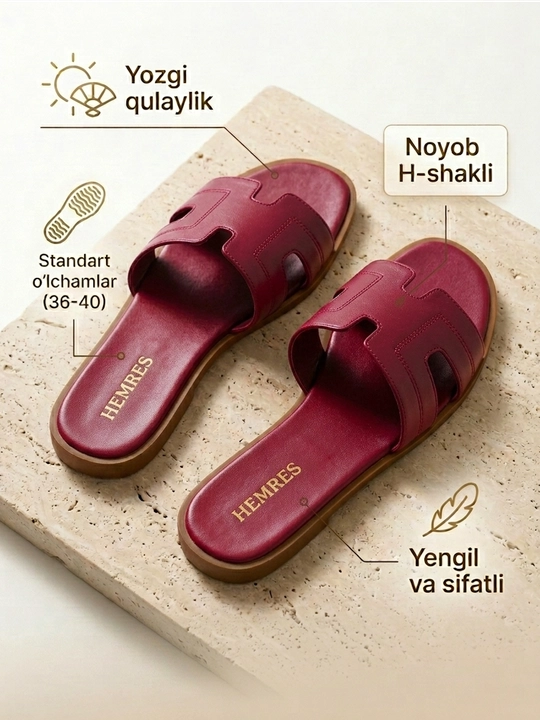 Hermes ayollar yozgi shippaklari va to‘sinli sandallari