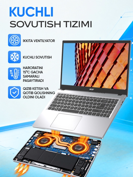 НОУТБУК ACER ASPIRE GO 15 DDR5 8 GB I3-N355  128GB SSD 15,6 FHD IPS