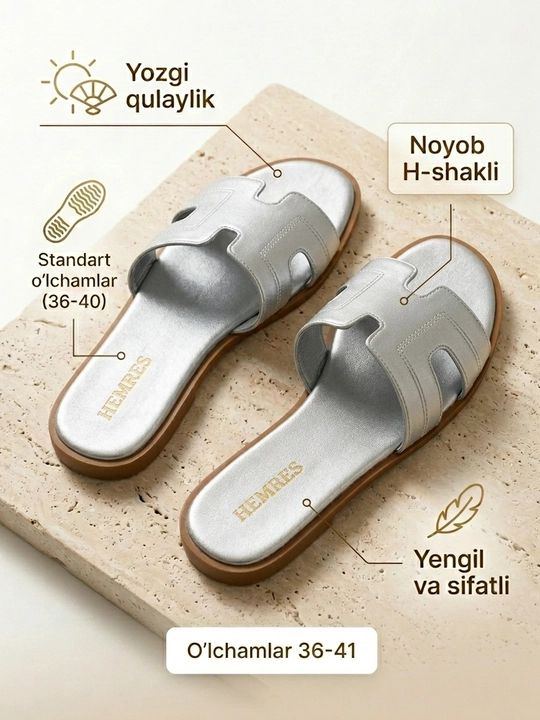 Hermes ayollar yozgi shippaklari va to‘sinli sandallari