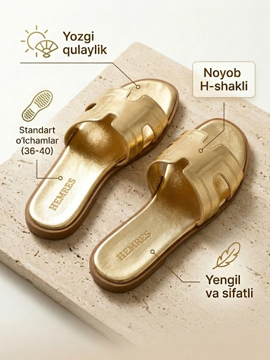 Hermes ayollar yozgi shippaklari va to‘sinli sandallari