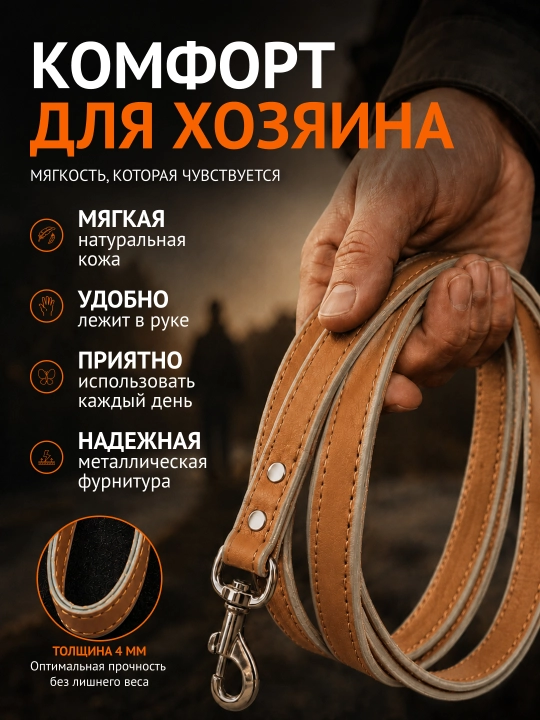 Itlar uchun tabiiy charmdan yasalgan bo‘yinbog‘. Uzunligi – 170 sm