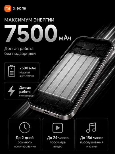 Смартфон Redmi 17, 8/256 ГБ, 6.9″ 120 Гц, 50 МП, 7500 мАч ёмкий аккумулятор