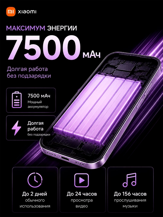 Смартфон Redmi 17, 8/256 ГБ, 6.9″ 120 Гц, 50 МП, 7500 мАч ёмкий аккумулятор