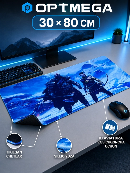 Большой коврик 100x50x3 мм, игровой и офисный коврик для клавиатуры и мыши