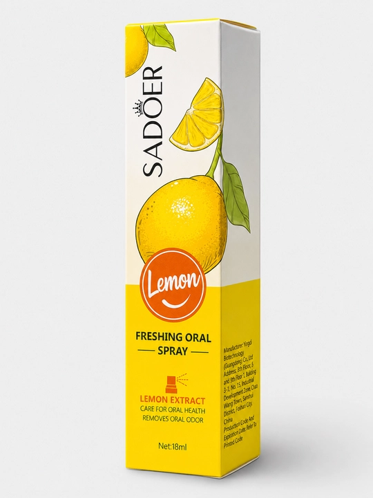 Sadoer limon og‘iz bo‘shlig‘i uchun xushbo‘ylantiruvchi sprey, og‘iz hidini ketkazuvchi chayish vositasi, 18 ml