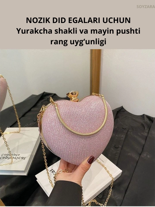 Yurak shaklidagi ayollar sumkasi-klatch - 