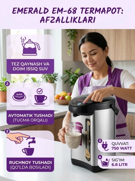 Termapot Emerald 6,8L, termos choynak - 