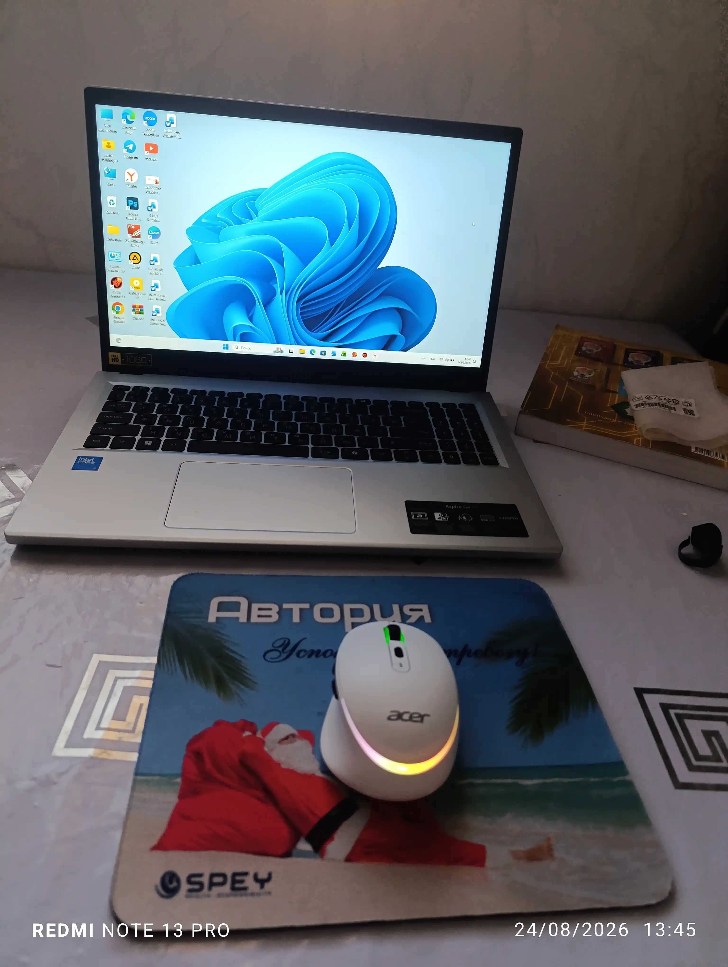Simsiz kompyuter mini-sichqonchasi ACER, 2 rejim Bluetooth +2.4G, RGB orqa yorug'lik bilan