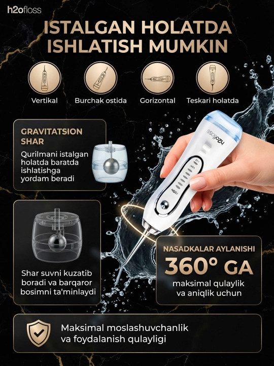 Tishlar uchun H2ofloss og‘iz bo‘shlig‘i uchun portativ irrigator