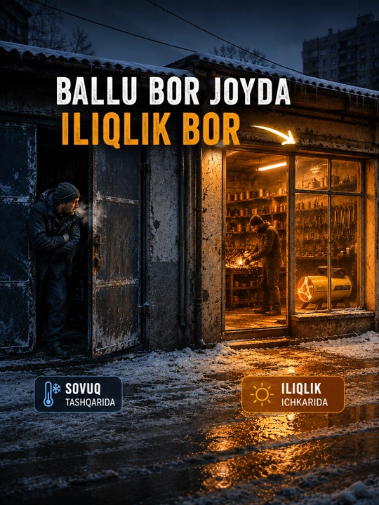 Ballu BHG-20M gazli qurilish isitish pechkasi, 20 kW, sanoat issiqlik qurilmasi