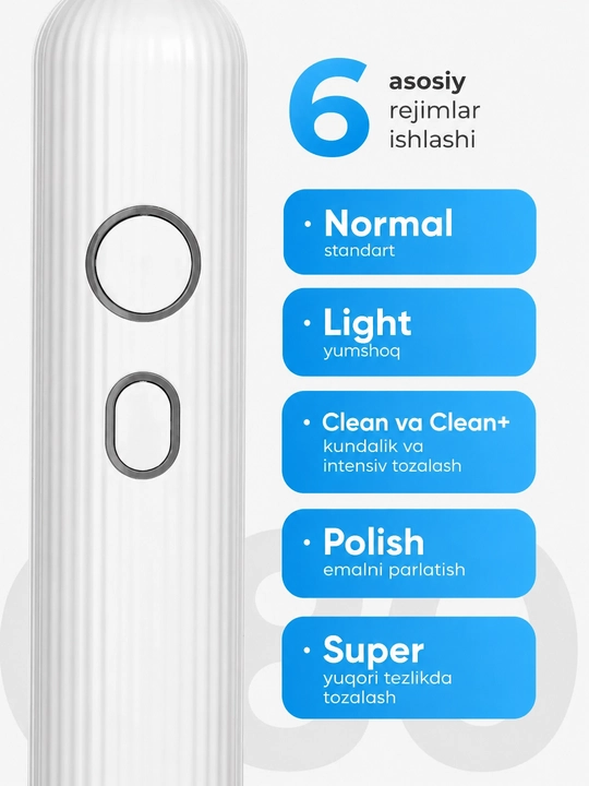 Электрическая зубная щетка звуковая Revyline RL 085, 5 режимов, 3 насадки, датчик давления