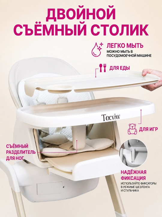 Детский стульчик 3 в 1 с электрокачанием, 8 режимов, 0-36 мес