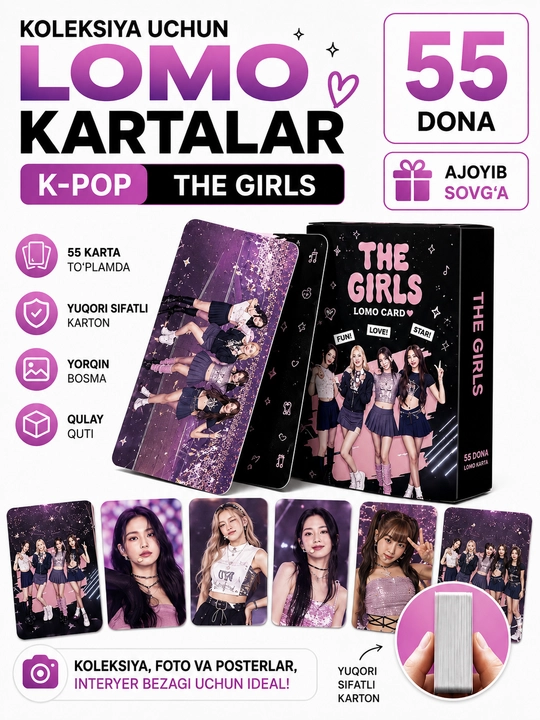 K-Pop BlackPink Lomo kartalari, 20 dan ortiq turlari, 55 dona