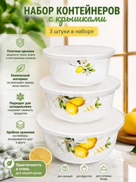 Контейнеры для хранения, набор контейнеров, контейнеры с крышками, пищевые контейнеры - 