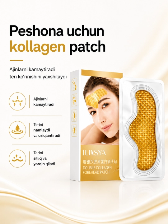 Peshona uchun kollagenli patch ILISYA, ajinlarni kamaytiruvchi va lifting gidrogel niqob - 