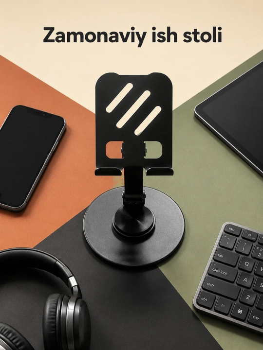 Металлическая настольная подставка для телефона и планшета, черная