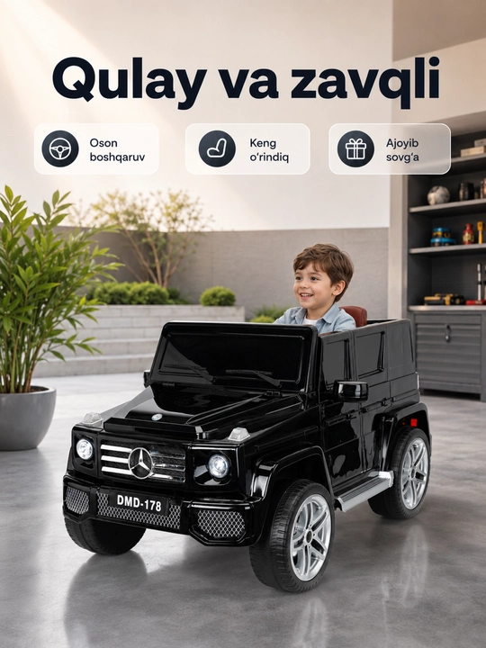 Bolalar uchun DMD-178 elektr yo‘ltanlamas avtomobili, 2 o‘rinli, pult bilan
