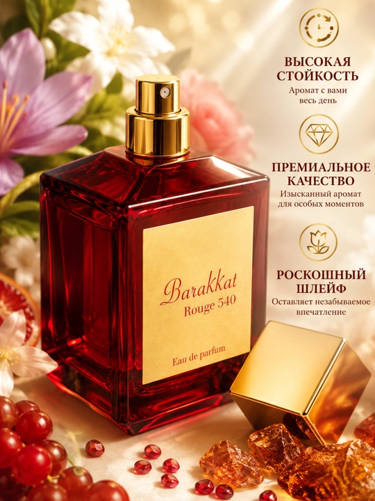 Парфюмерная вода для женщин Barakkat Rouge 540, 50 мл, парфюм для подарка
