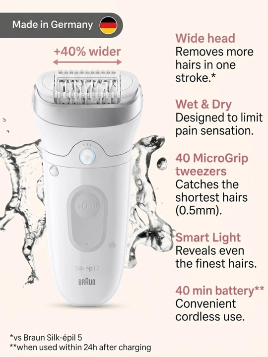 Braun Silk-épil 7 SE 7-041 ho'l va quruq epilasyon uchun epilator