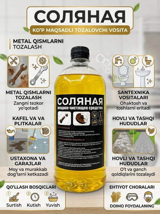 Соляная — Мощное чистящее средство против ржавчины и строительной пыли (1 л)
