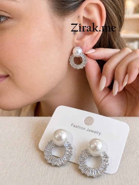 Серьги женские, с круглым жемчугом и кристаллами, бижутерия Fashion Jewelry