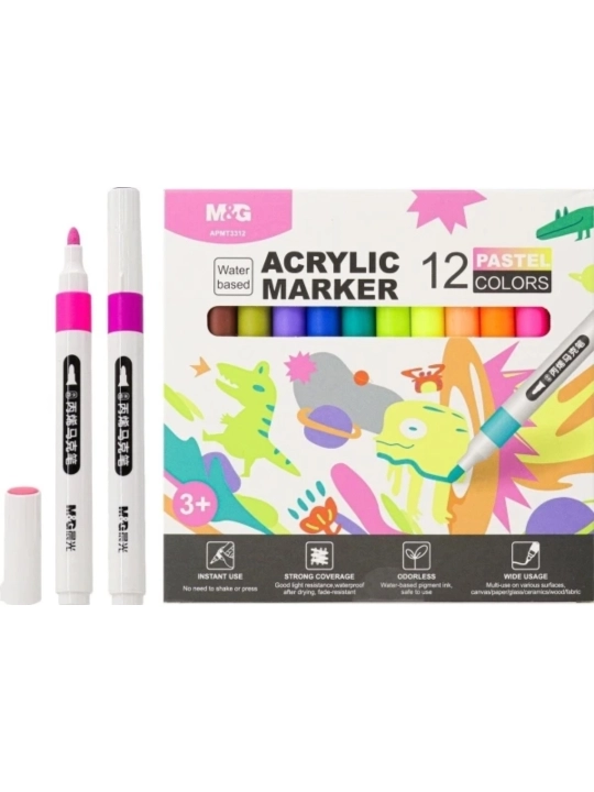 M&G Akril marker 12/Paket Pastel Apmt3312