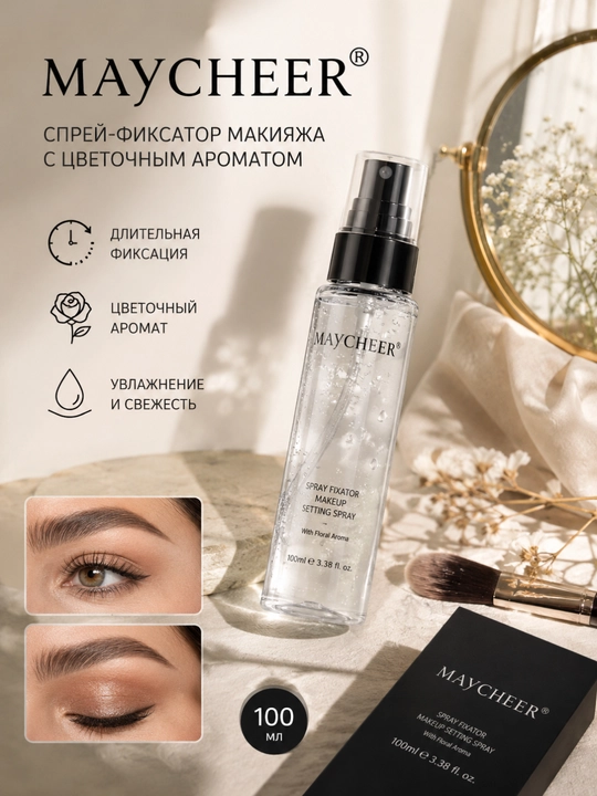 MAYCHEER Фиксатор макияжа – Спрей для длительной фиксации и увлажнения, 100 мл - 