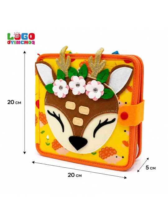 Fetr kitobcha bizibord, bolalar uchun Montessori sensor rivojlantiruvchi o'yinchoq