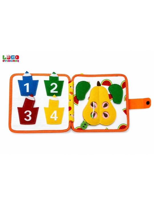 Fetr kitobcha bizibord, bolalar uchun Montessori sensor rivojlantiruvchi o'yinchoq