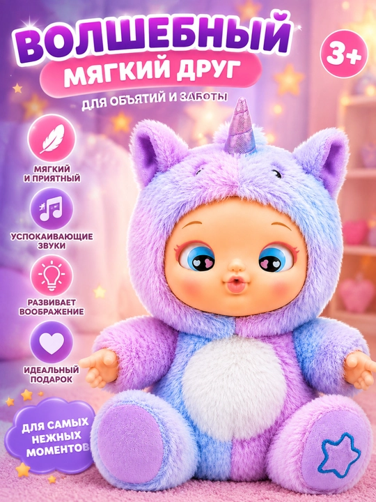 Мягкая игрушка, звуковая, для объятий, для девочек, от 3 лет - 
