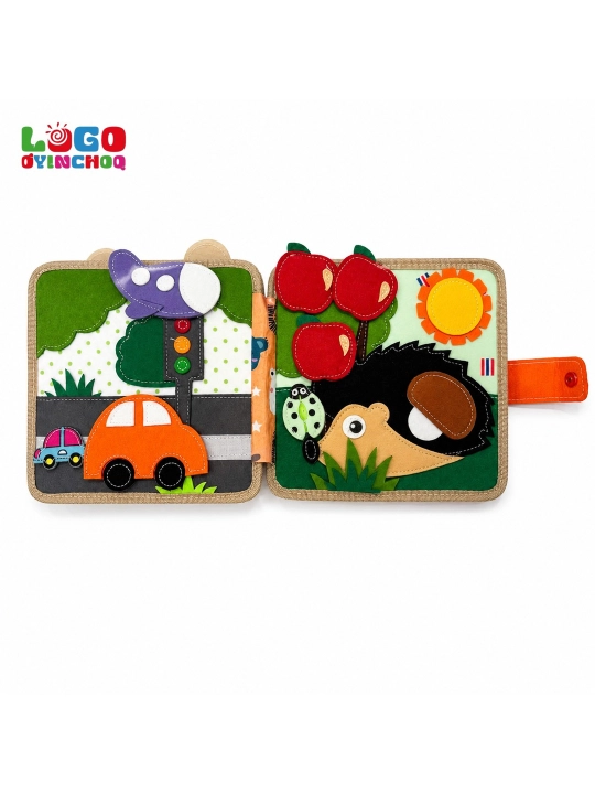 Fetr kitobcha bizibord, bolalar uchun Montessori sensor rivojlantiruvchi o'yinchoq