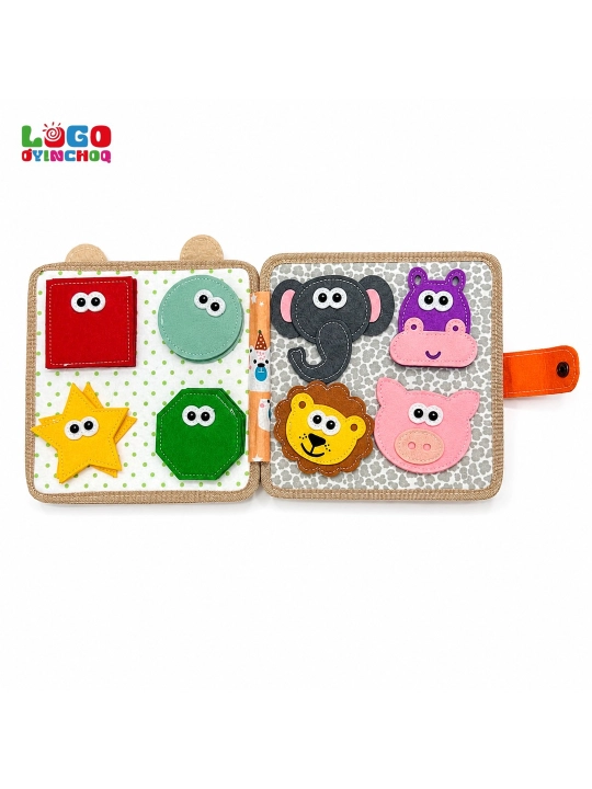 Fetr kitobcha bizibord, bolalar uchun Montessori sensor rivojlantiruvchi o'yinchoq